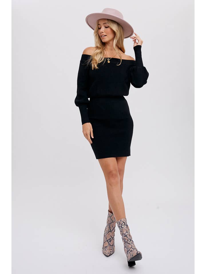 Bluivy - Wholesale Jurk - Dames - OFF-THE-SHOULDER SWEATERJURK7