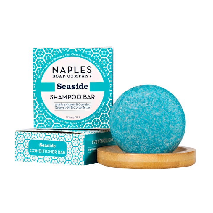 Naples Soap Company | Clean Beauty, Natural Bath & Body - Wholesale Shampoo Puck/Solid Shampoo - Seaside Luxe Shampoo Bar – Ocean Breeze Clean3