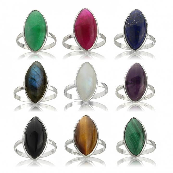 Sølvring med sten, Basismodellen Marquesa for engroshandel hos UniArt