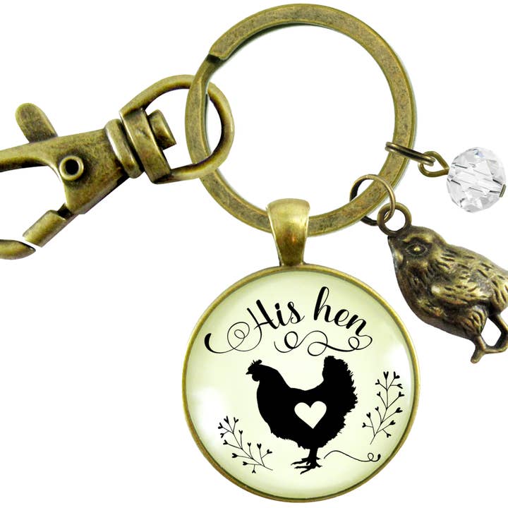 His Hen Keychain For Chicken Mom Vintage Inspired Jewler ^ for wholesale by Gutsy Goodness
