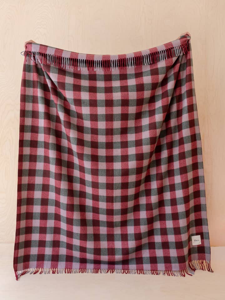 Återvunnen yllefilt i vinrutig gingham för wholesale av TBCo