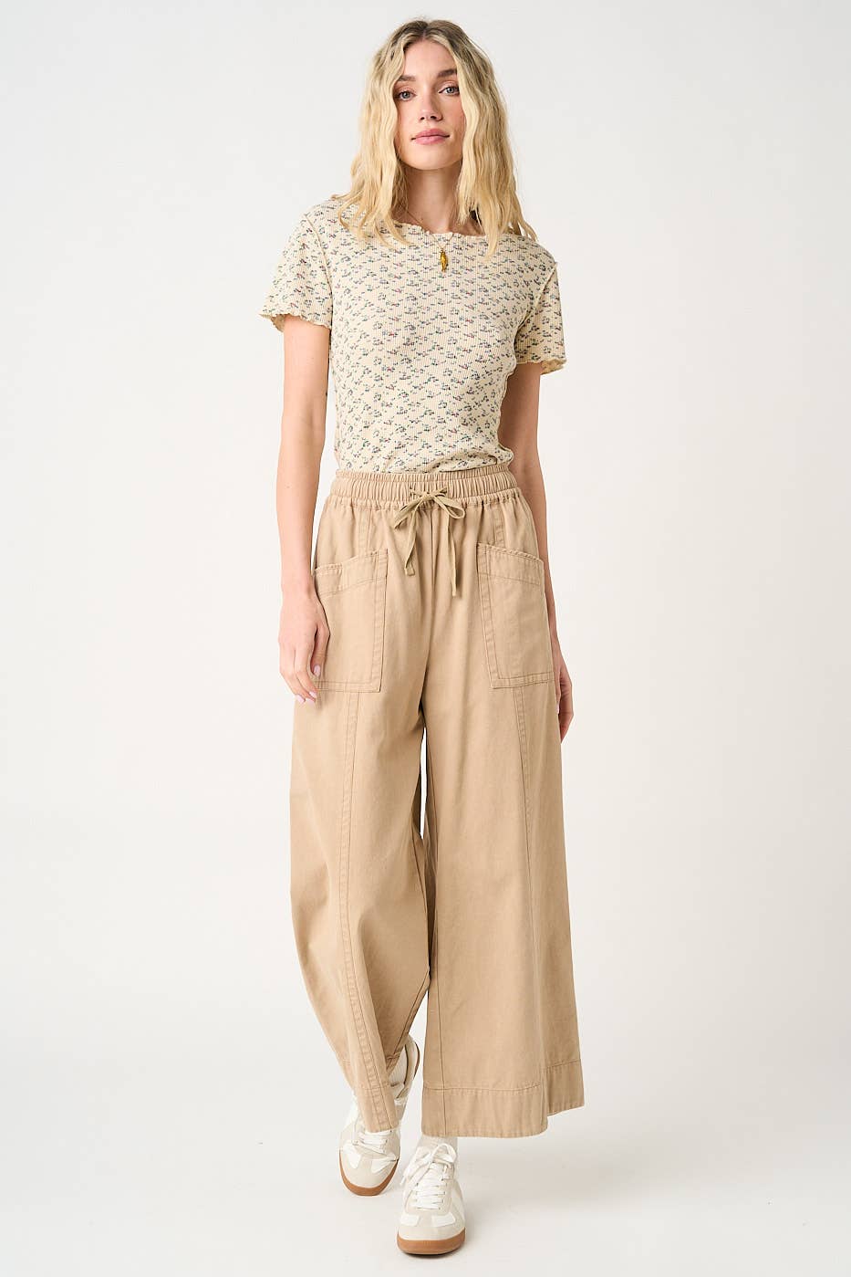 mittoshop - Wholesale Pants - Women's - MINERAL WASH WIDE LEG ELASTIC WAIST TWILL PANTS7