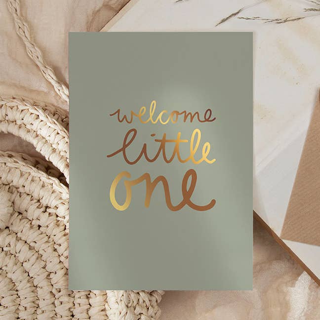 Card | With gold foil | Welcome little one - Green for wholesale by NynkeOntwerpt