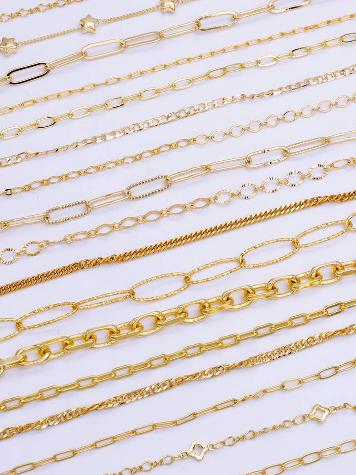 Charm Bar Chain Mystery Bag Sampler 10 Random Gold Chain  and other Purchase Wholesale 0 minimum. Free Returns & Net 60 Terms on Faire trending on Faire.