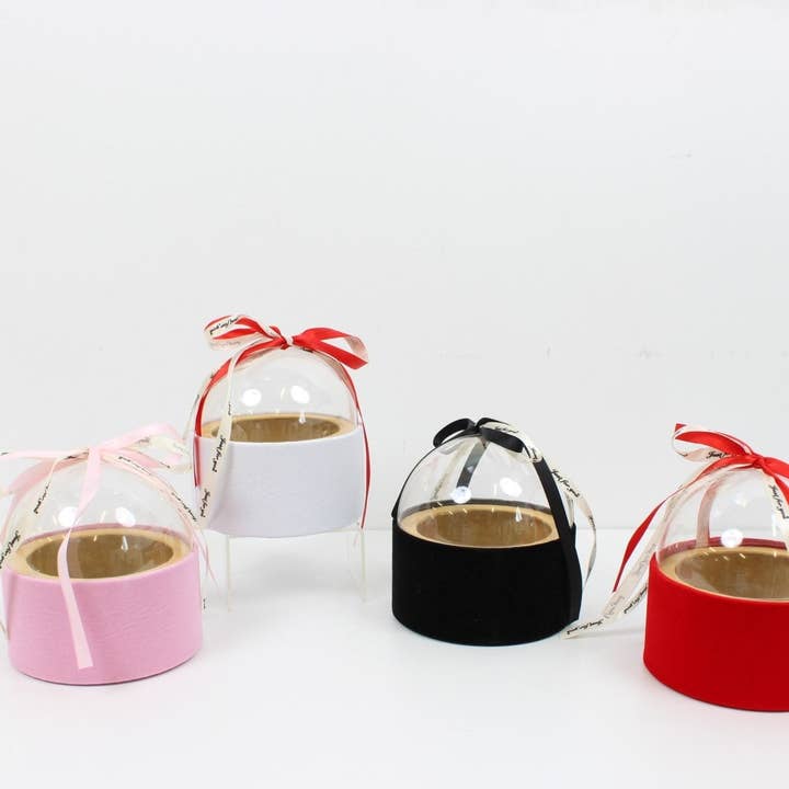 Elegant Design Supply - Vente Coffrets cadeaux - Boîte-cadeau ronde avec couvercle transparent et ruban1