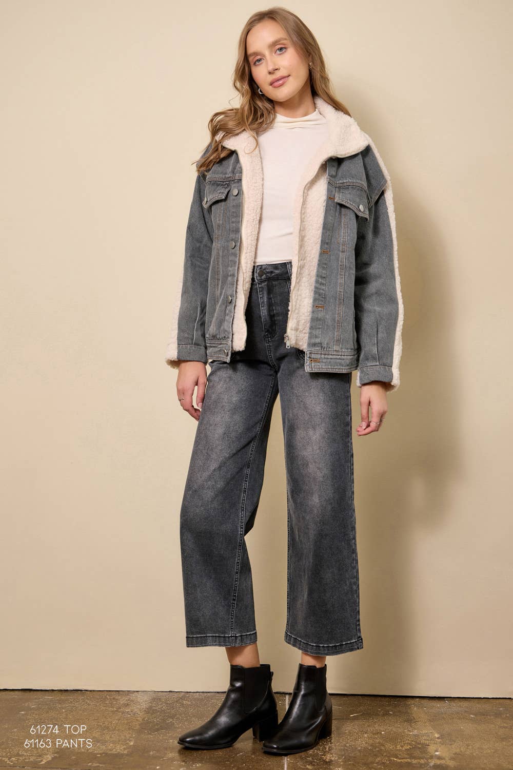 Mystree - Wholesale Spijkerjack/spijkerjas - Dames - 60716 Denim Gemengde Sherpa Jas5