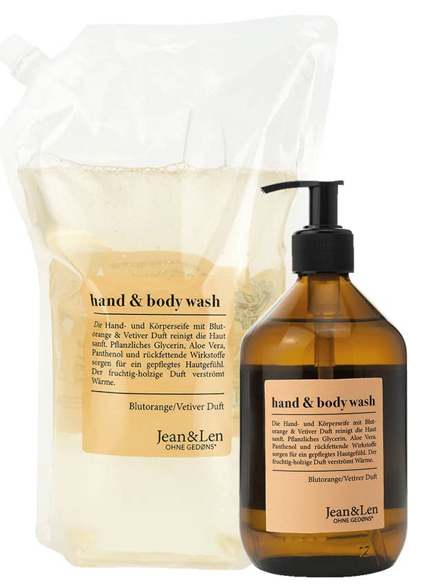 Hand & Body Wash Blood Orange/Vetiver + Refill Pack | for wholesale by Jean & Len