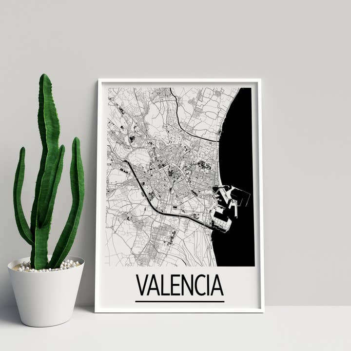 11" x 14" Valencia kaartafdruk - Art Deco-stijl voor wholesale door ILIKEMAPS