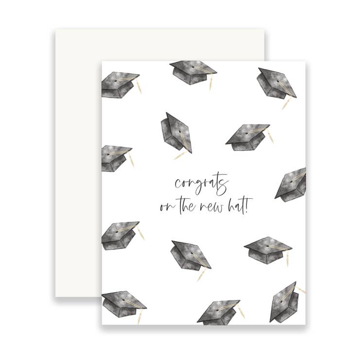 Wenskaart „Proficiat on the New Hat” voor wholesale door Cross and Dot