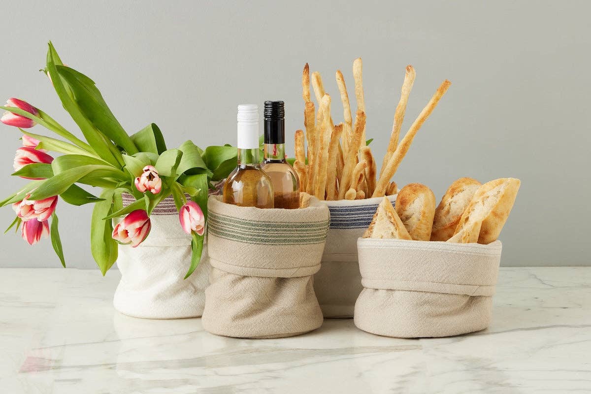 etúHOME - Wholesale Food Storage Wrap/Bag - Bistro Bag, Vintage Navy Blue Stripe, Set of 24