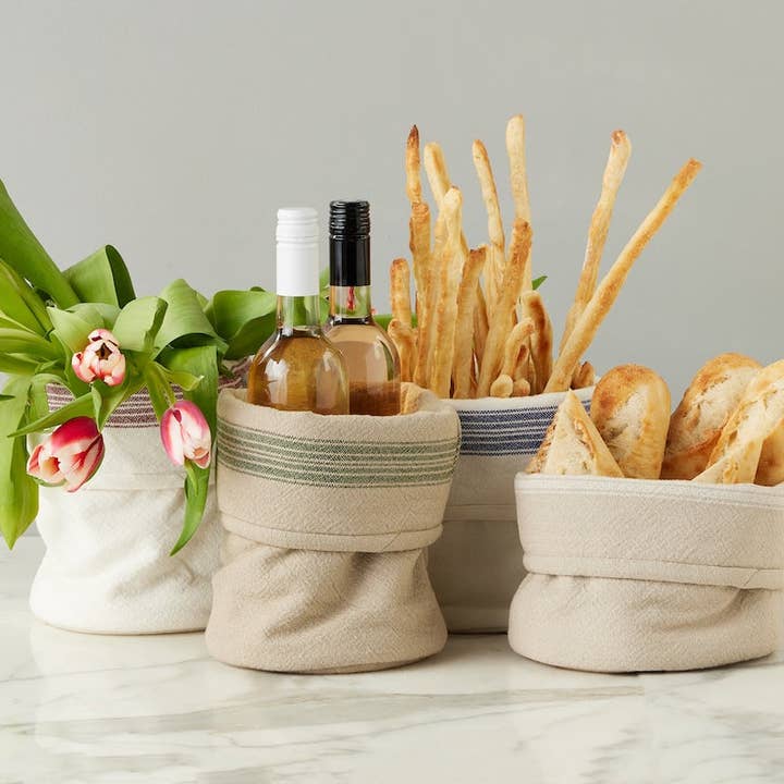 etúHOME - Wholesale Food Storage Wrap/Bag - Bistro Bag, Vintage Navy Blue Stripe, Set of 24