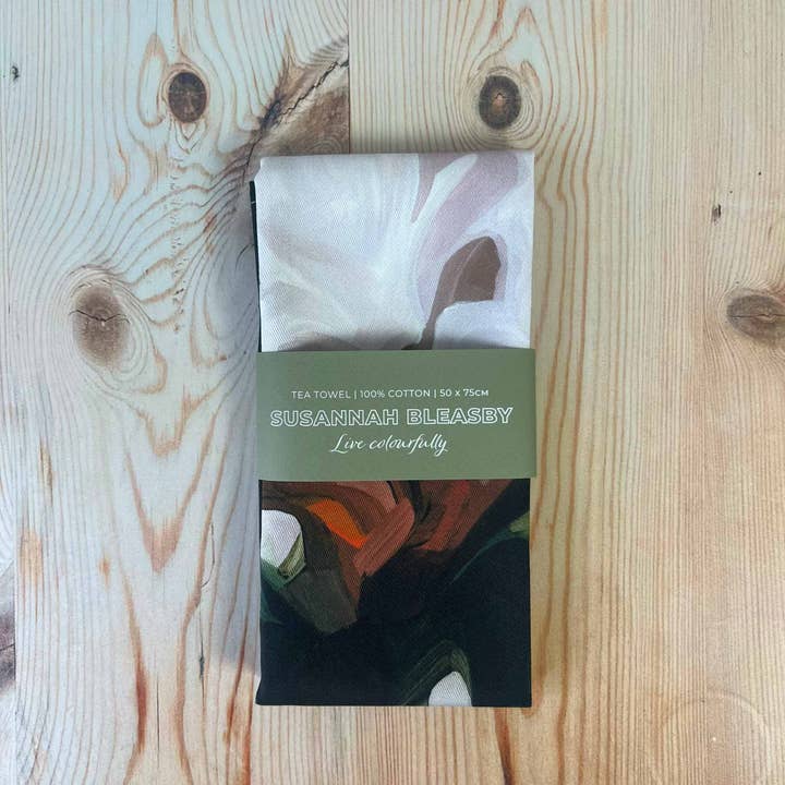 Susannah Bleasby Art - Vendita all'ingrosso Strofinacci - Canovaccio da cucina in cotone beige con stampa floreale1