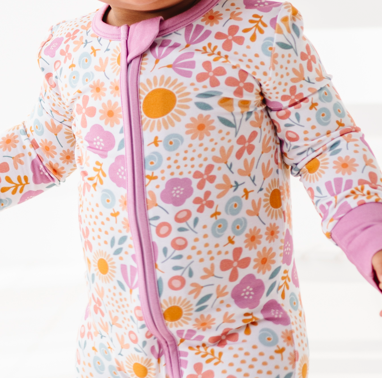 Bird & Bean® - Wholesale Sleepsuit - Baby -  Bamboo Pajamas - Bamboo Sleeper  - Spring Floral Daisy 3