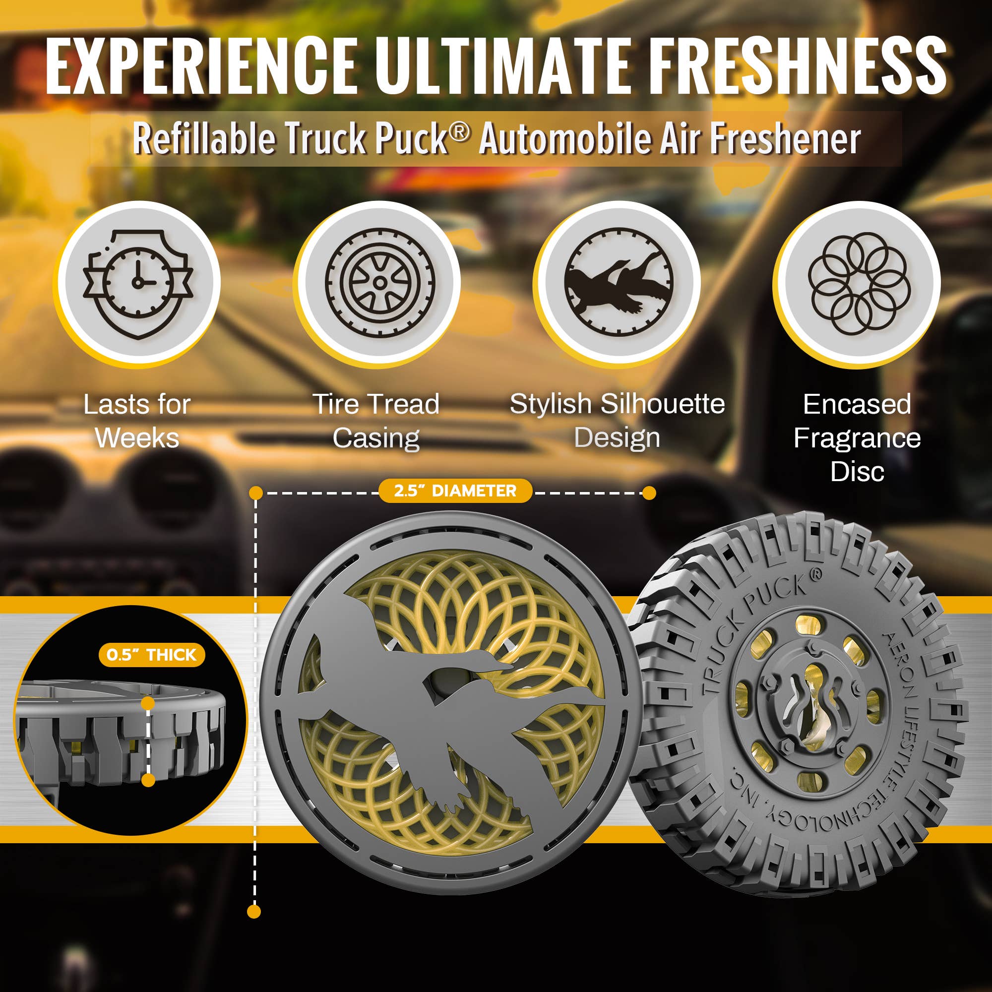 Belle Aroma® - Wholesale Car Freshener - Unisex - Truck Puck® Citrus Sky Car Vent Clip Air Freshener3