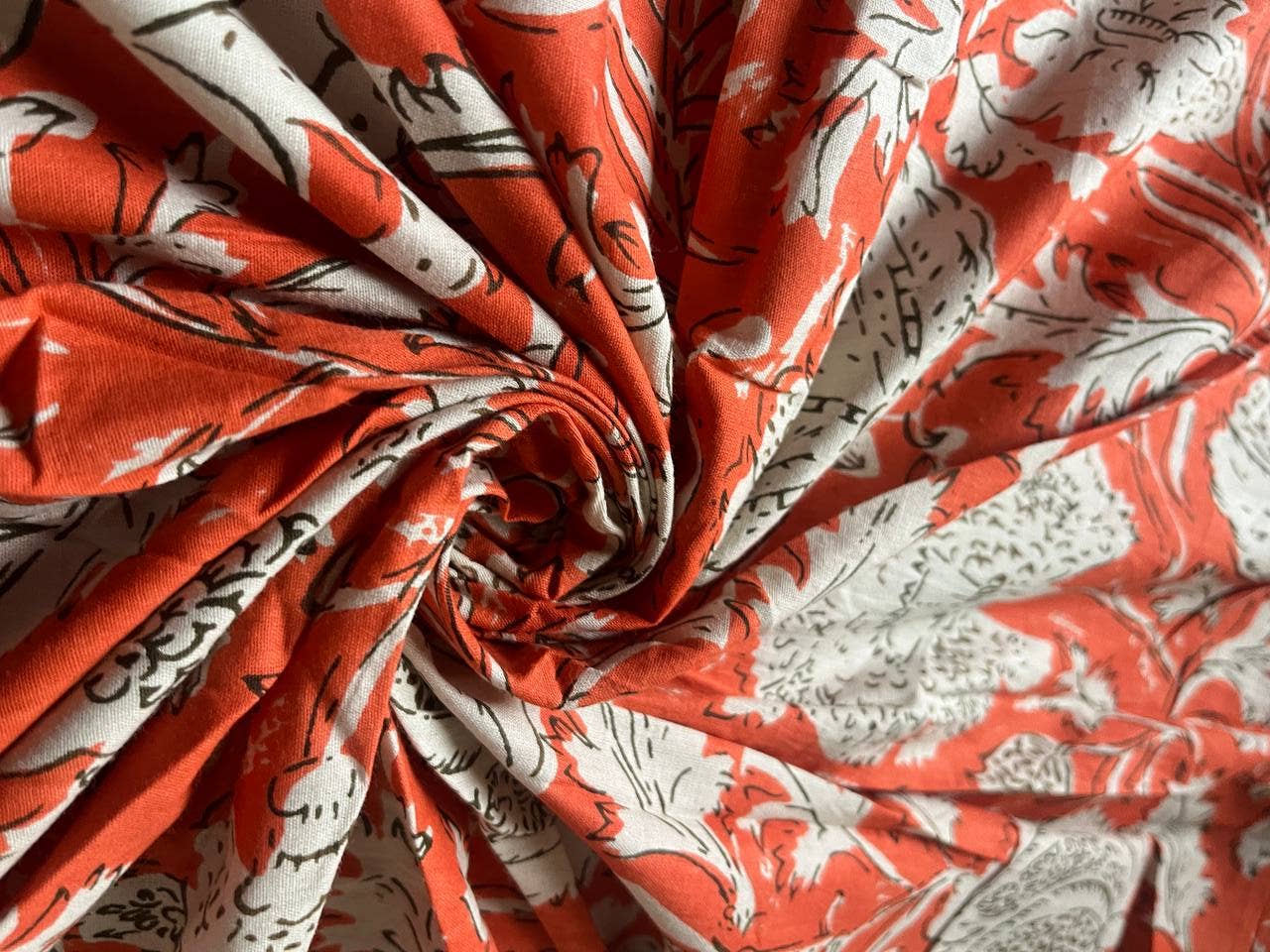 Bhawana Handicrafts - Wholesale Fabric Paint - Orange Amanda Printed Fabric Cotton Women Dressmaking Fabric3