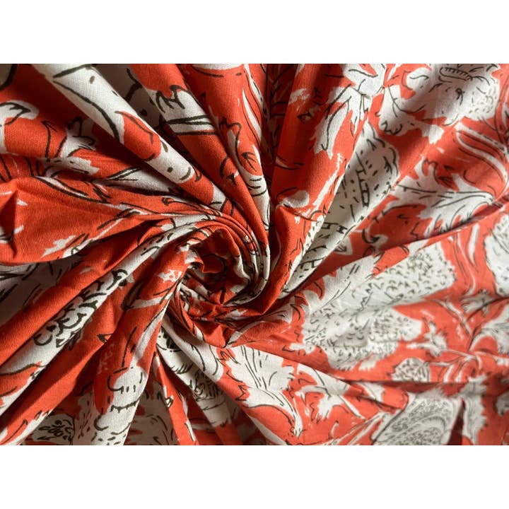 Bhawana Handicrafts - Wholesale Fabric Paint - Orange Amanda Printed Fabric Cotton Women Dressmaking Fabric3