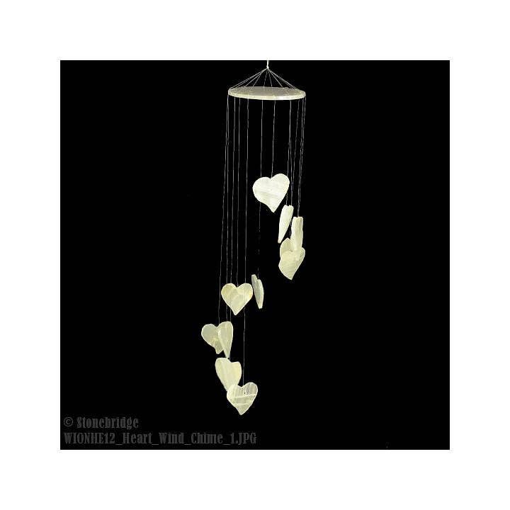 Stonebridge Imports – Großhandel Windspiele – Weißer Onyx — Herzen — Windspiel
