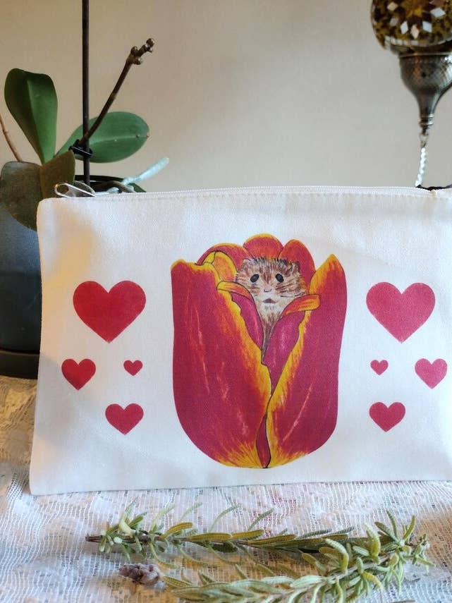 Harvest Mouse Heart zippered pouch for wholesale by Tarasance