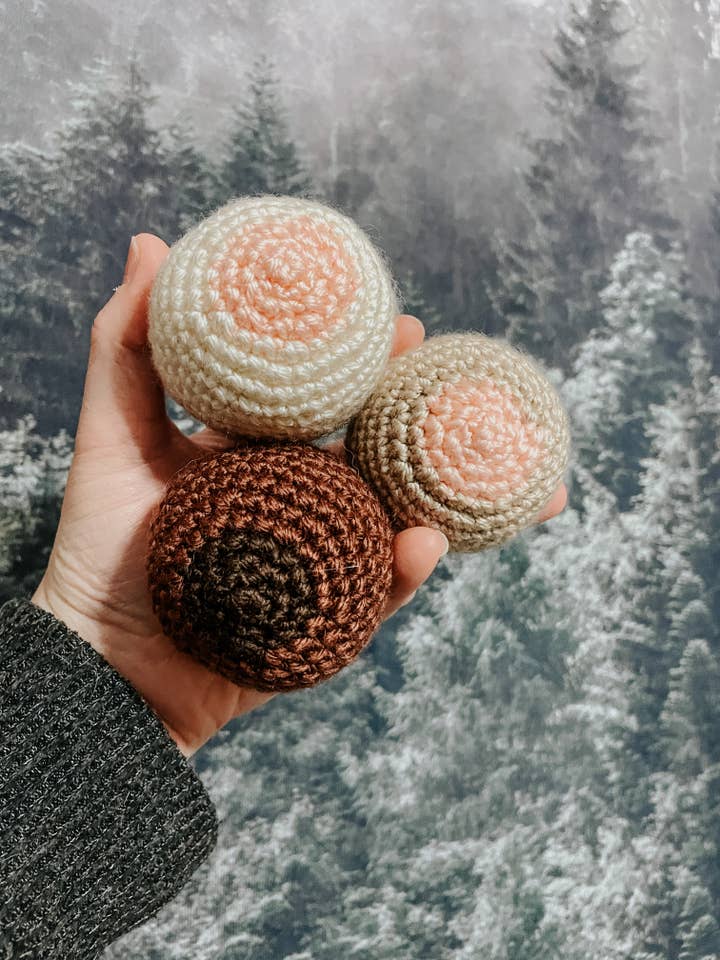 Assorted Boob Stress buddy for wholesale by The Knitted Arrow