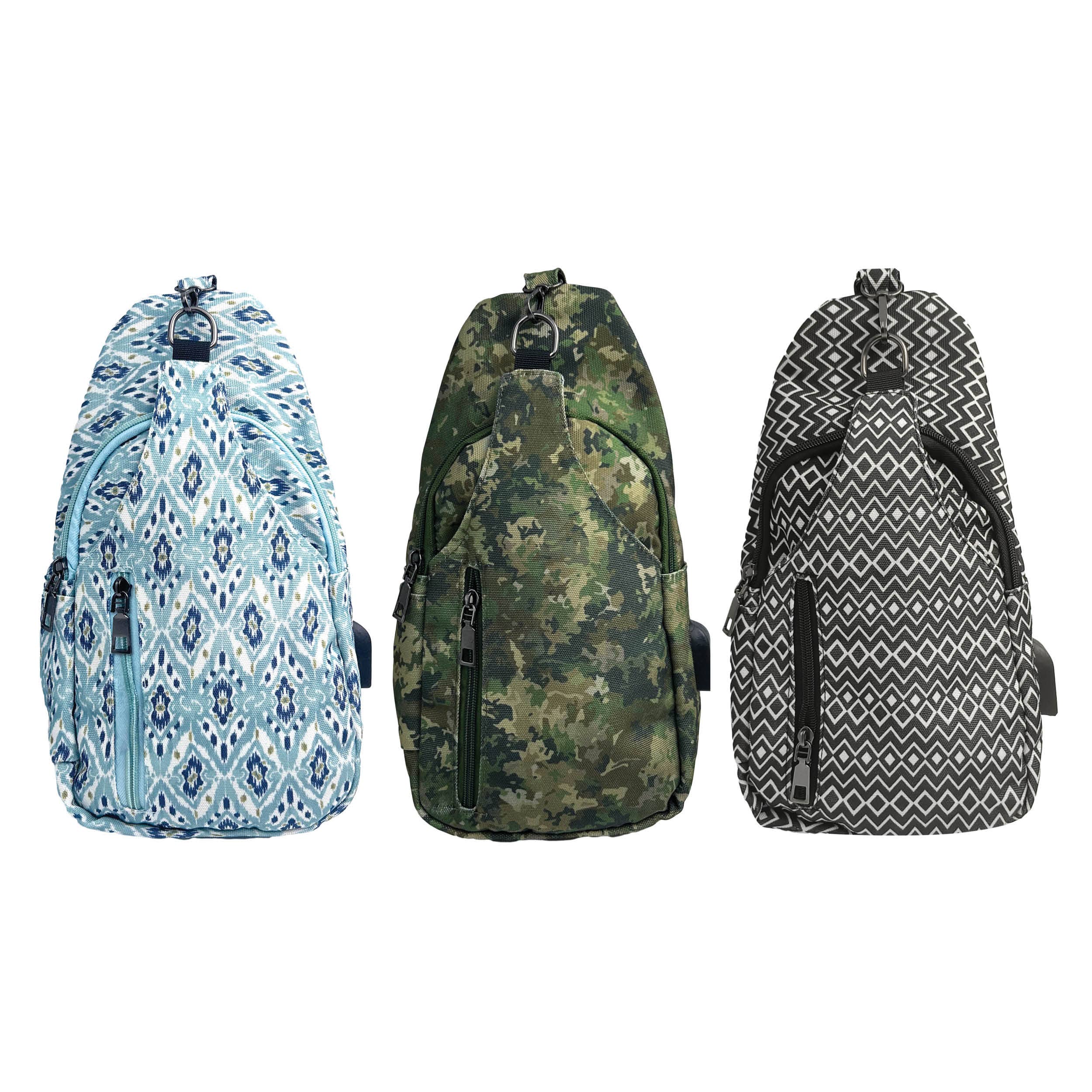 Calla Products - Wholesale Backpack - Unisex - Sonoma Sling Anti theft Sling Crossbody Purses Geo Trio13