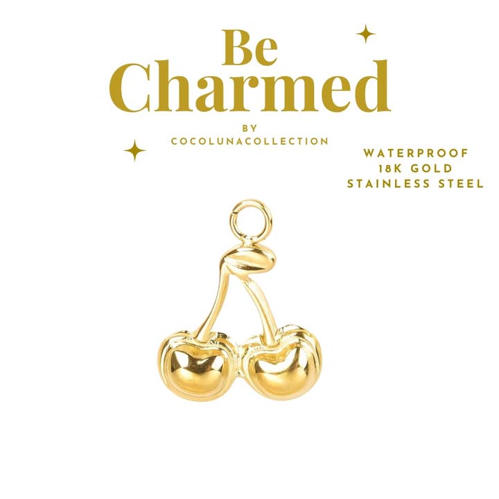 Coco Luna Collection - Wholesale Individual Charm/Pendant - Cherry Charm Stainless Steel Waterproof & Hypoallergenic