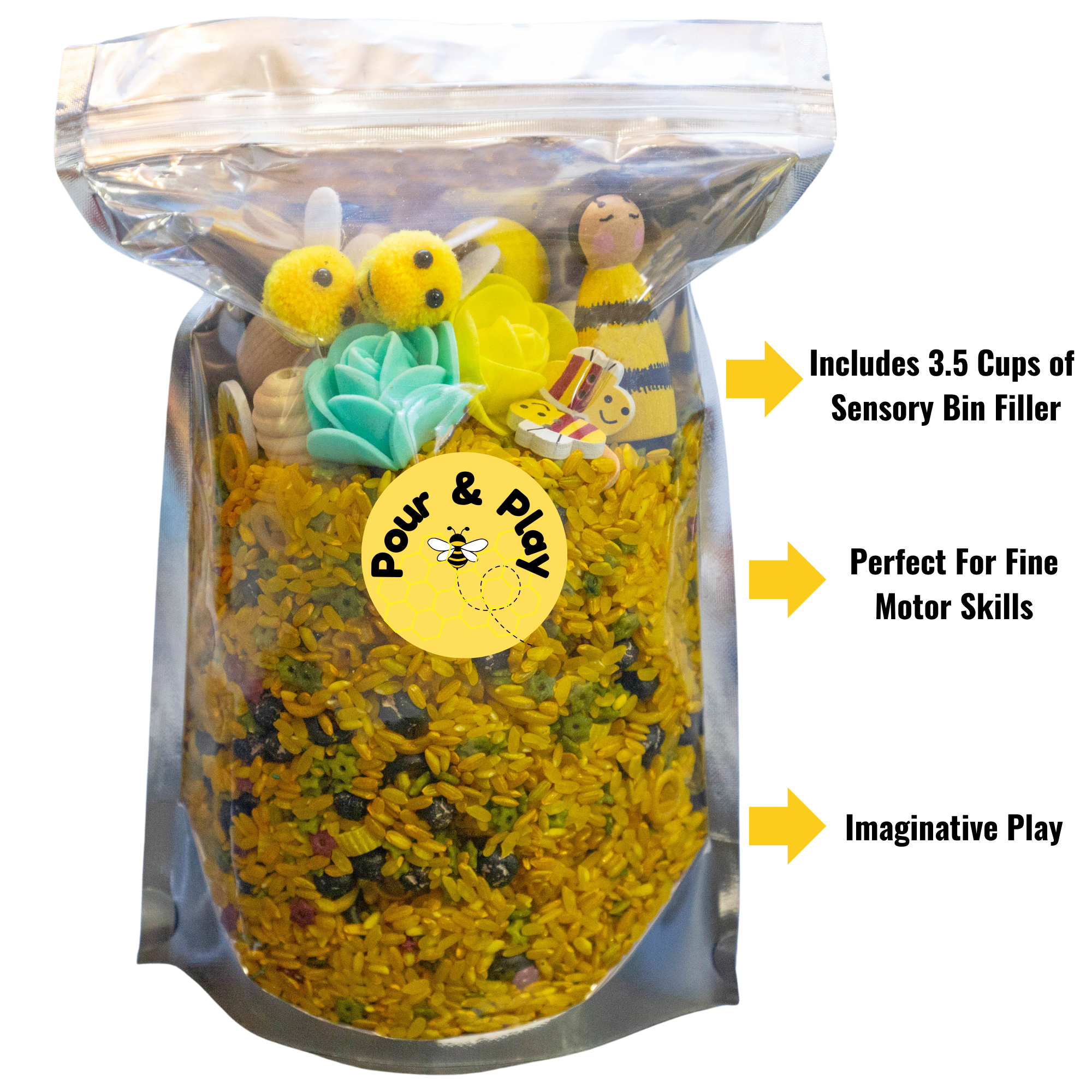Kid To Kid Corner - Wholesale Toy Set - Kids - Honeybee Sensory Bin, Sensory Play, Sensory Rice,Sensory Toy1