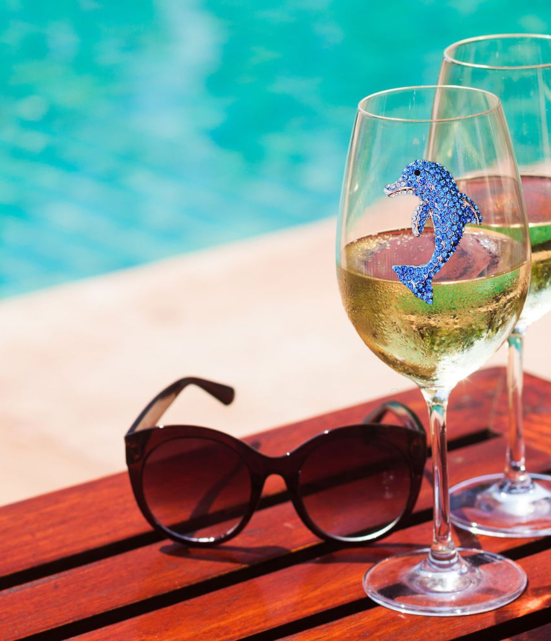 The Queens' Jewels® - Wholesale Wine Glass - Dolphin Jeweled Stemmed Wine Glass0