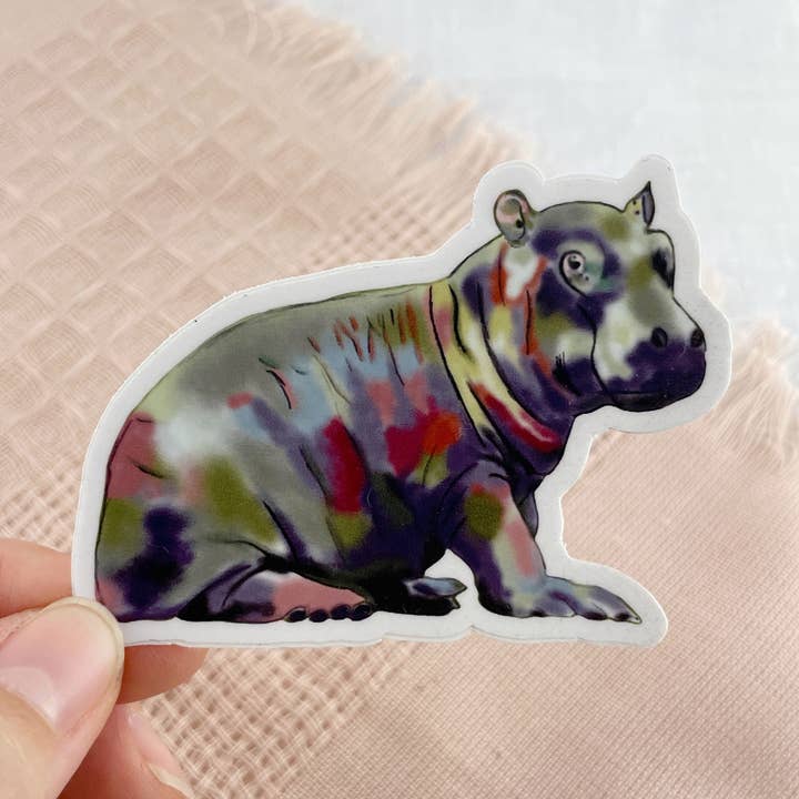 Rainbow Hippo Sticker for wholesale by A Calculated Mess, LLC