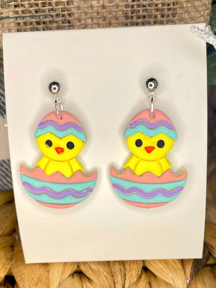 Kläckning kyckling dingla handgjorda lera örhängen för wholesale av KBH CREATIONS