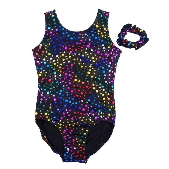Wenchoice - Wholesale Unitard - Women's - Adult Black Rainbow Dots Leotard
