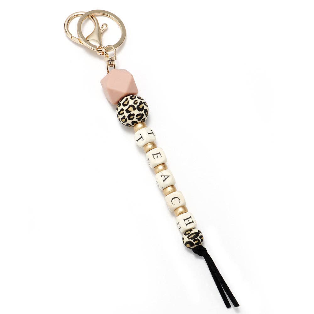 Mio Queena – wholesale Keychain – Women's – Silicone Wooden Letter Beaded Keychain4