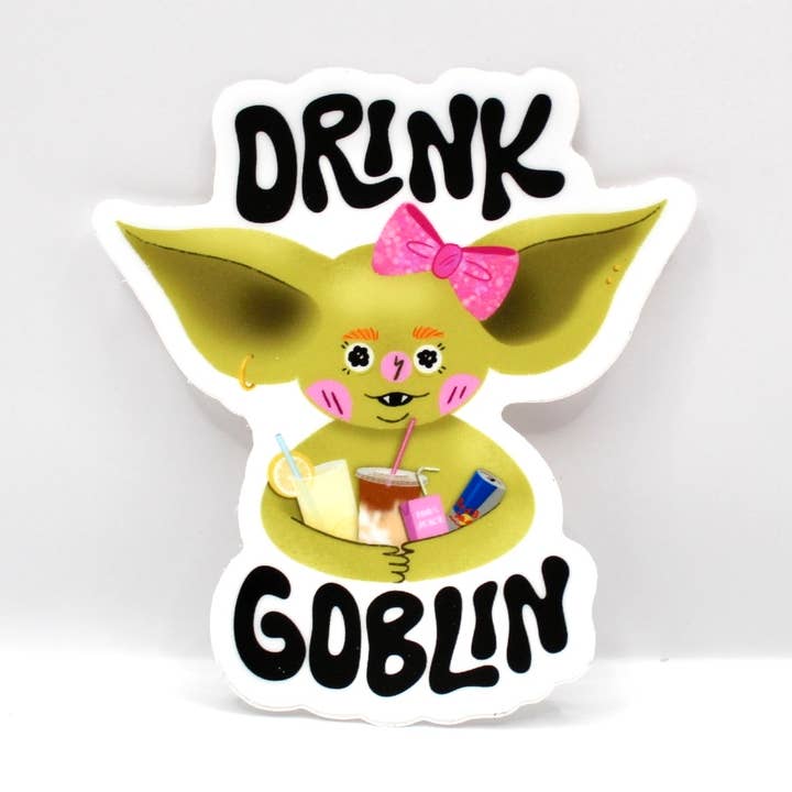 Drink Goblin Sticker for wholesale by Crowded Cat Studio