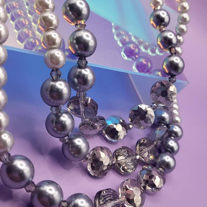 Arya Jewellery Wholesale – wholesale Jewellery set – Crystal Pearl Multi Layer Necklace & Earrings2