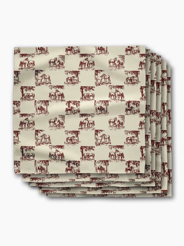 Horse Check Cream Dinner Napkins for wholesale by Geometry