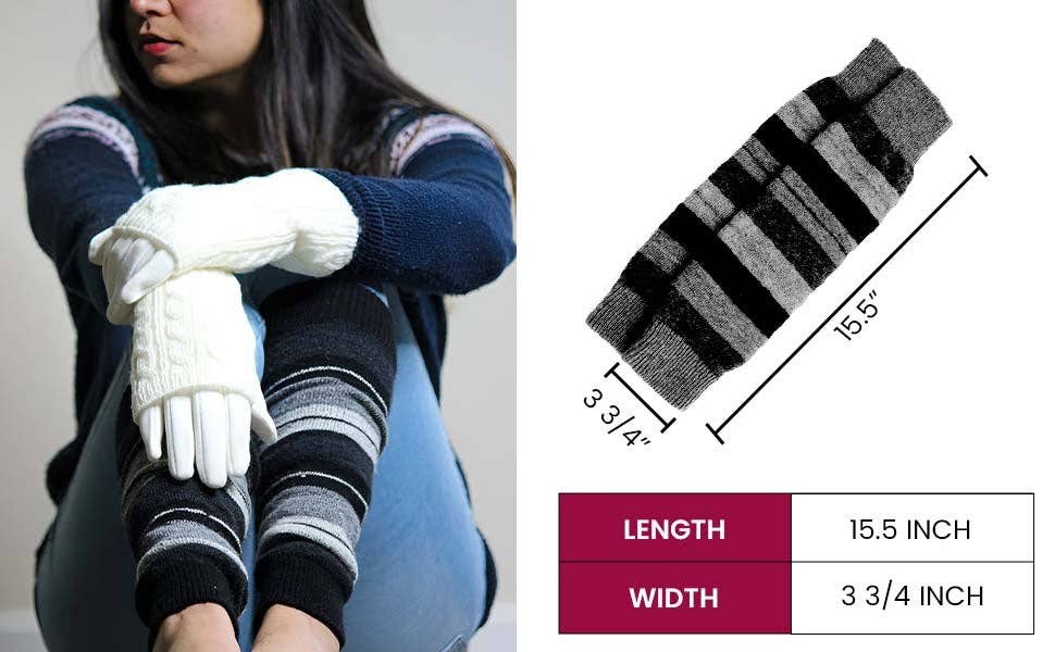 Sierra Socks - Wholesale Legwarmers - Women's - Girl's Stripe Lambswool Knee Hi Leg Warmers W42429