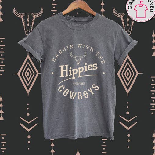 VINTAGE HANGIN MED HIPPIERNE WESTERN GRAPHIC T-SHIRT for engroshandel hos LaLaSista