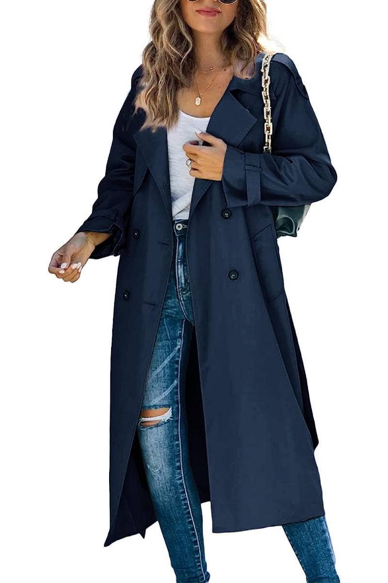 HIDDENBRAND - Wholesale Trench Coat - Women's - Long Lapel Double-Breasted Panels Trench Coat5