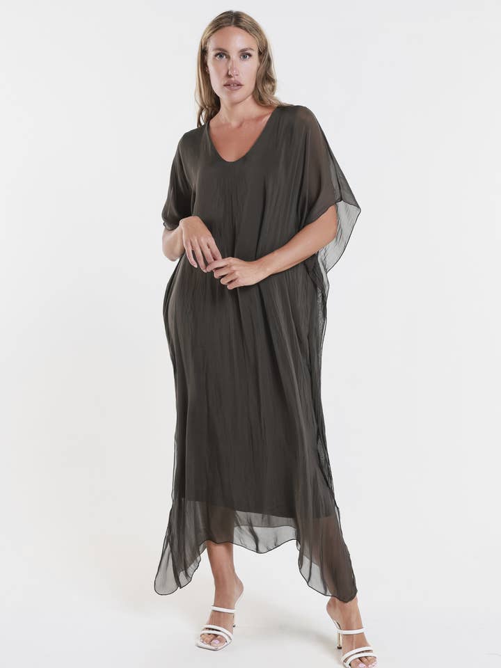 Helen Silk Kaftan Long Dress (DSS204) for wholesale by TINA Stephens Italy/Tees By Tina