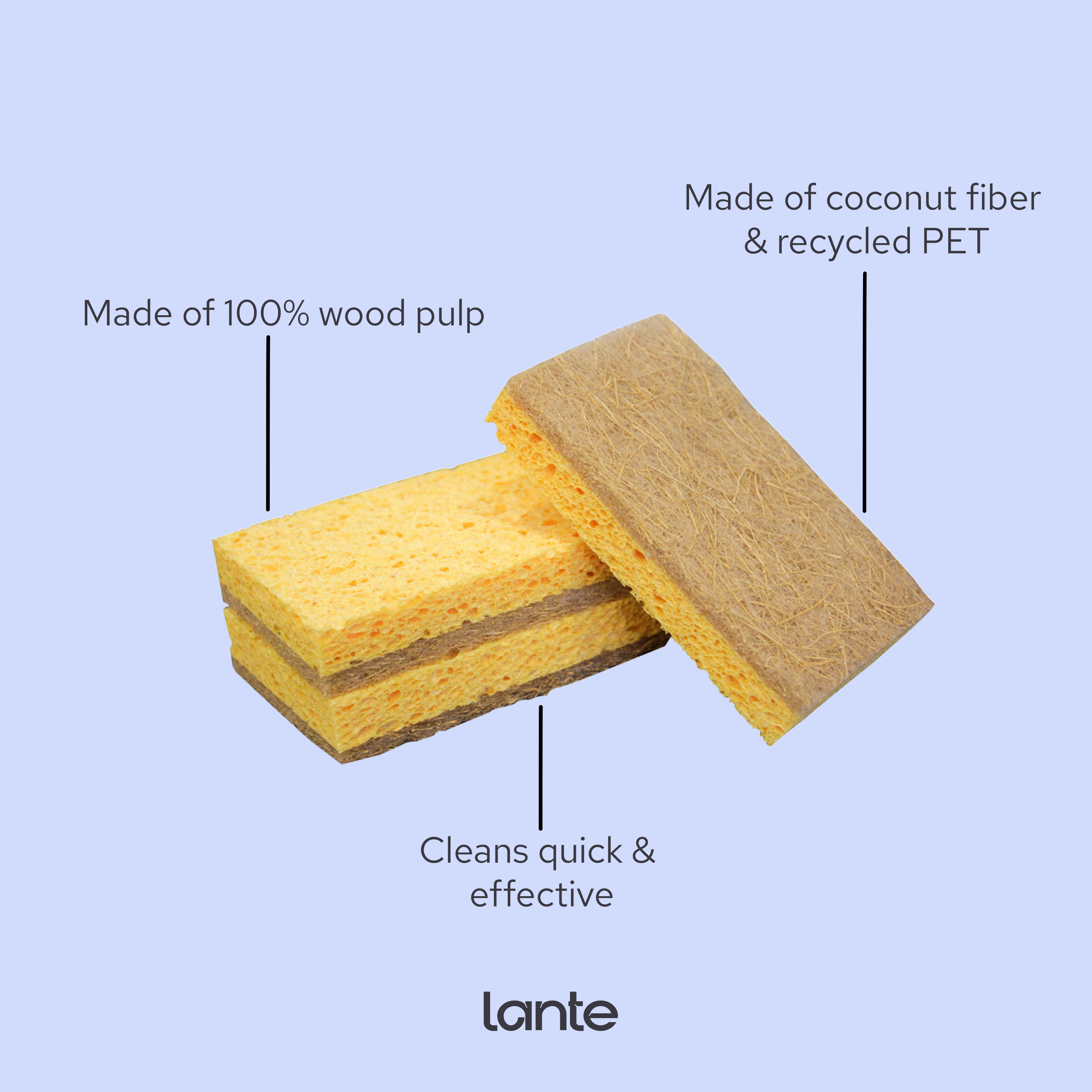 Aia* Intimacy - Wholesale Cleaning Sponge - 6x Lante natural scouring pads - eco - dishwashing sponge4