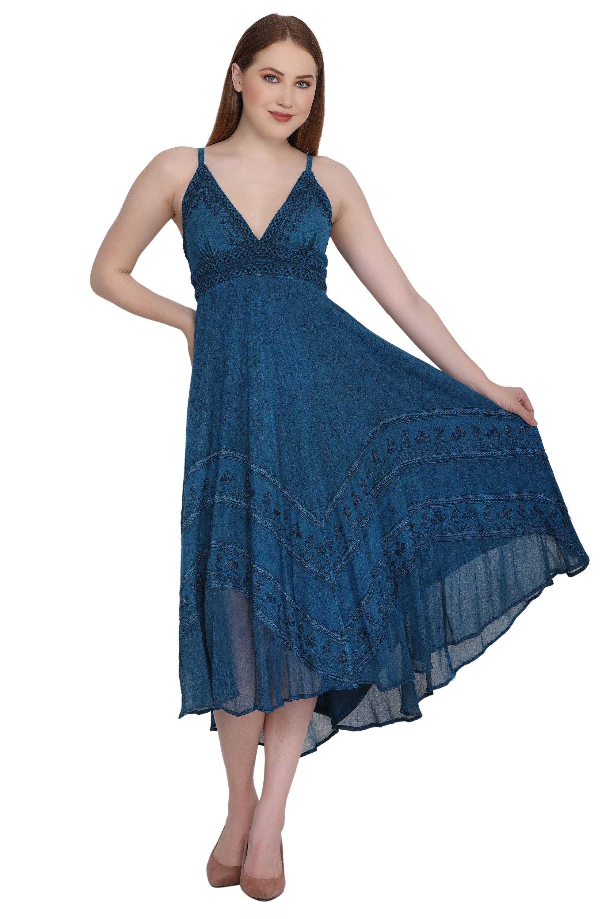 Advance Apparels - Wholesale Dress - Women's - Back Tie Acid Wash Dress (S/M-1X/2X) 4 Colors ADL-3033325