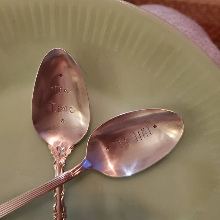 juNxtaposition® - Wholesale Table Spoon (Cutlery) - hand stamped vintage spoon TEA TIME1
