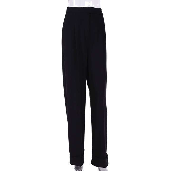 Marayn - Wholesale Pants - Women's - Black WideLeg Trousers High Waist Flowy Modern Fit10