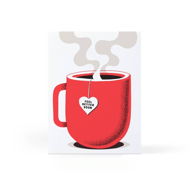 Feel Better Tea Greeting Card for wholesale by Sweet Bippy Press
