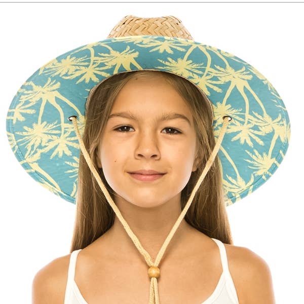 NATURAL Kid sized straw lifeguard or surfer hat for wholesale on Faire1