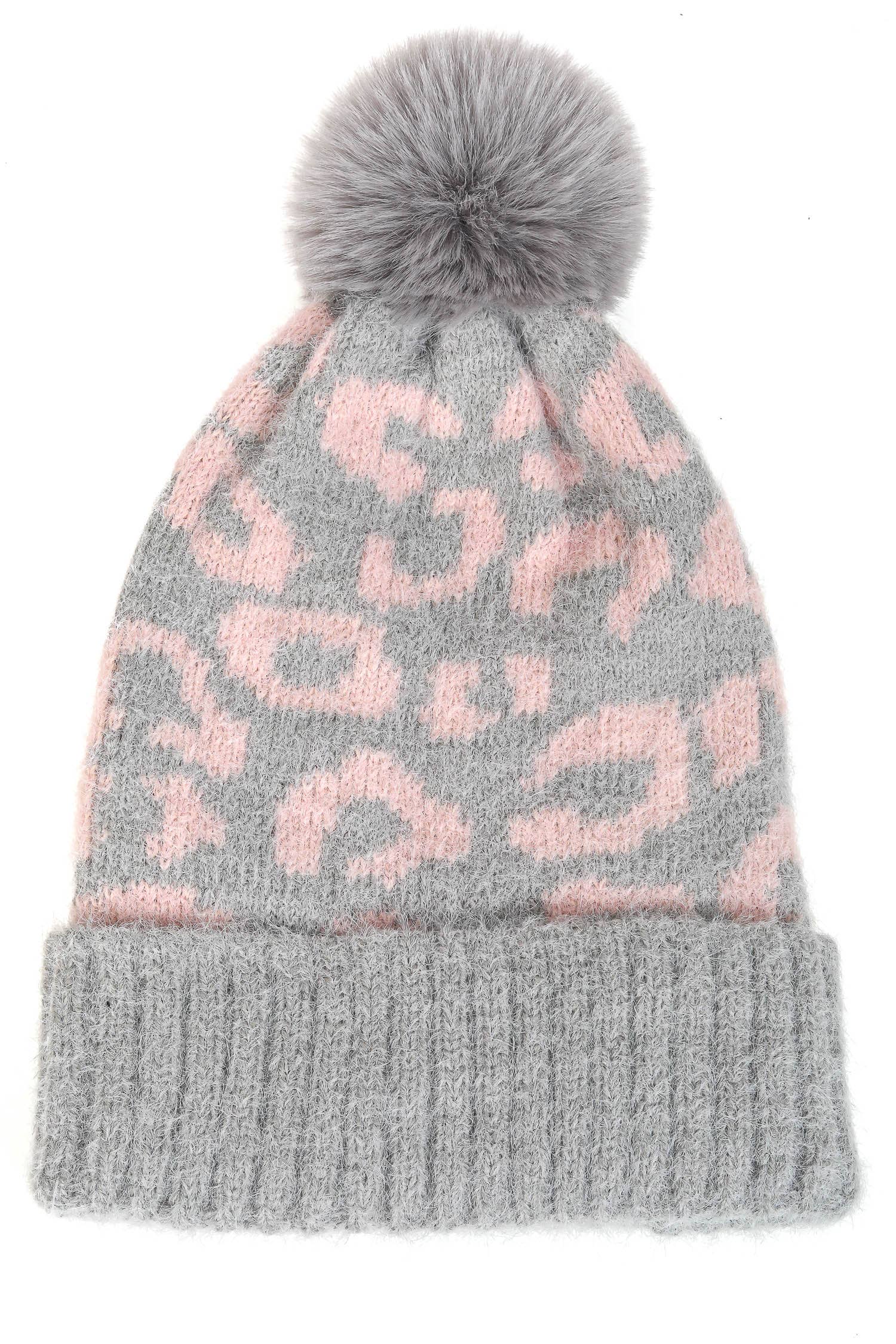 Anarchy Street - Vendita all'ingrosso Berretto - Donna - Berretto con pompon fuzzy con stampa leopardata4