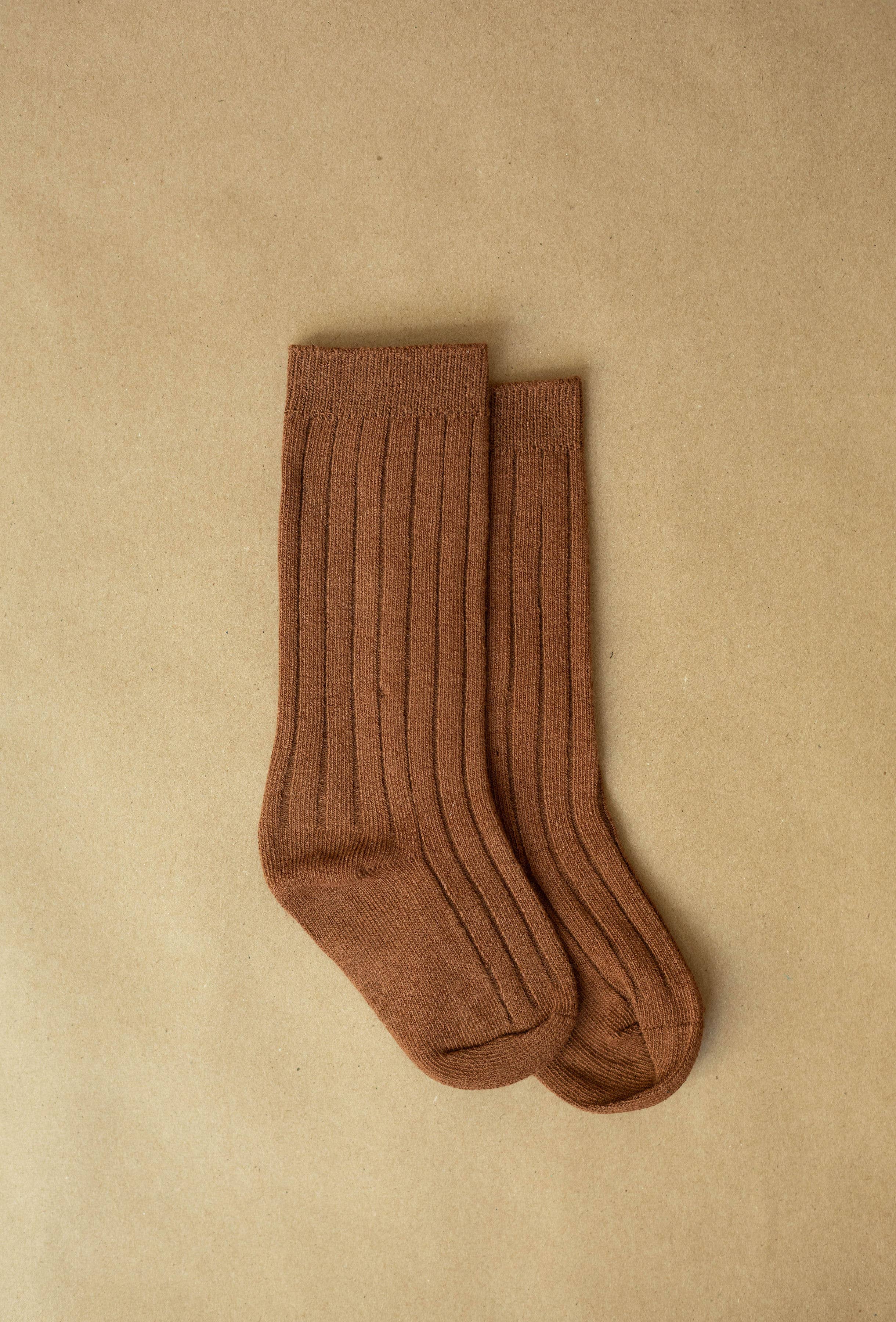 Little Organic Co - Wholesale Socks - Kids - Organic Brown Knee high socks for kids- shipping from ITALY0