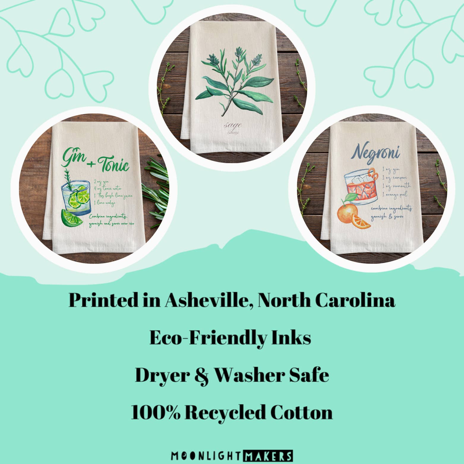 Moonlight Makers - Venta al por mayor Paños de cocina - Receta de Gin Tonic - Paños de Cocina Acuarela4