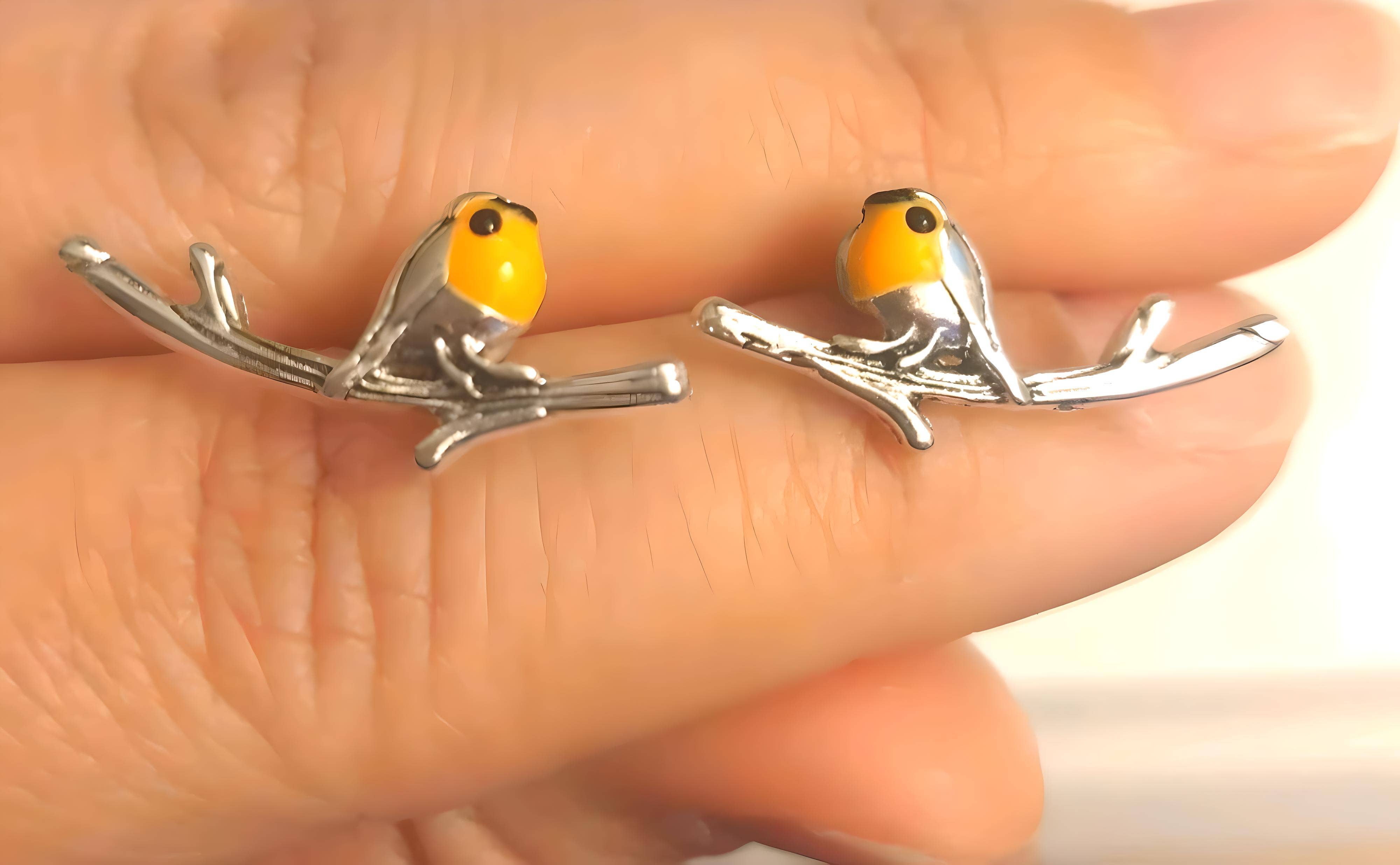 Wild & Free - Wholesale Stud/Post Earrings - Pendientes "pájaro en la rama", pendientes de pájaro4