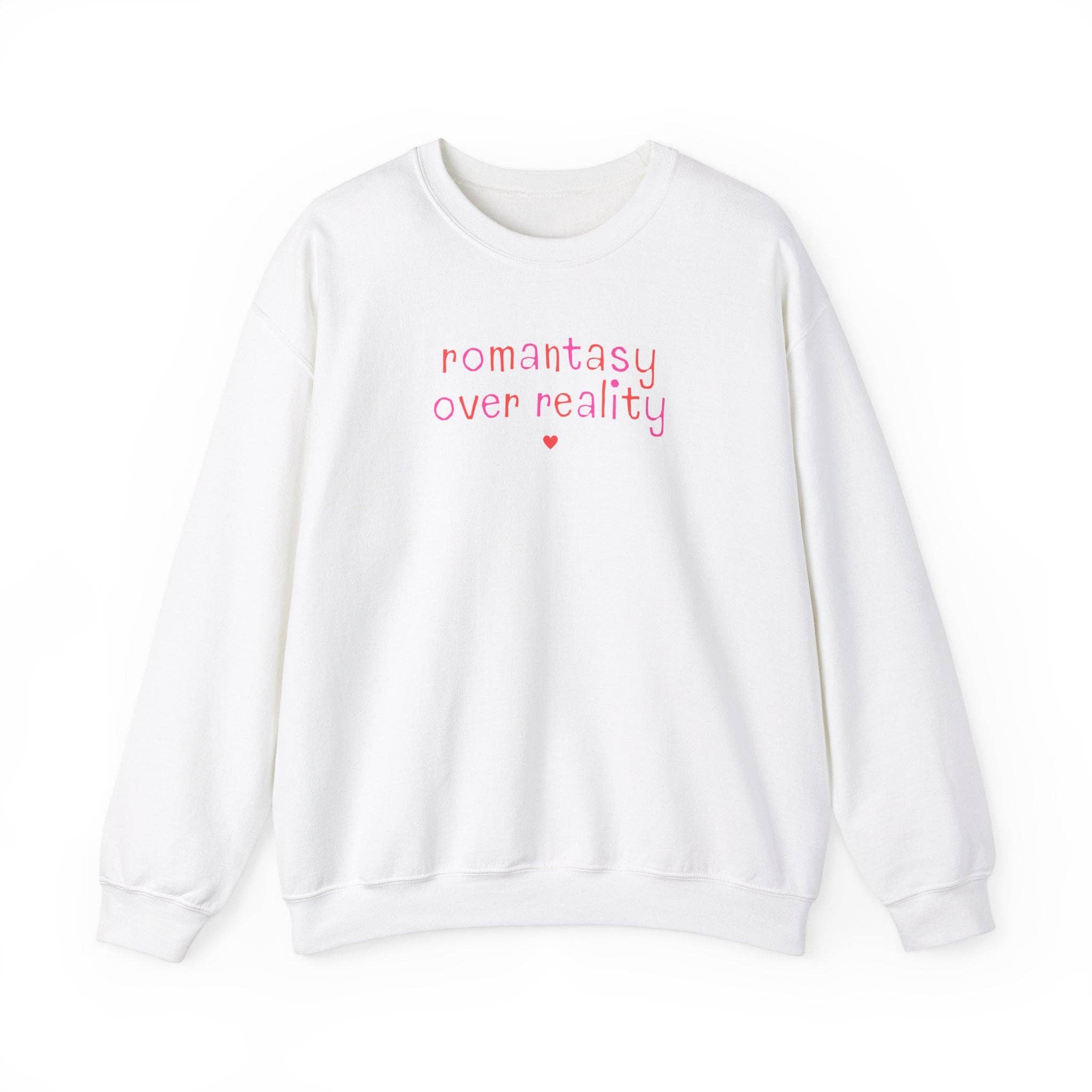 Opal and June - Wholesale Graphic Sweatshirt - Women's - Romantasy Over Reality Crewneck with Heart, Bookish Shirt2