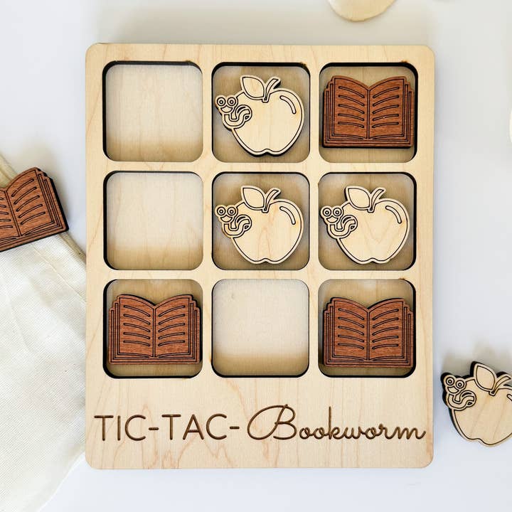 Bookworm Tic-Tac-Toe Game - Book Lover Gift / Bookstore for wholesale by Birch House Games & Gifts